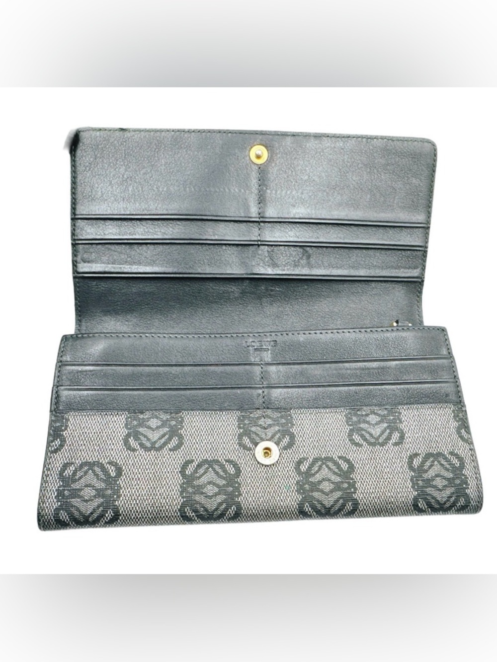 LOEWE Anagram Canvas Continental Wallet Grey/Black Full Size Long Wallet RA COA - Picture 5 of 7